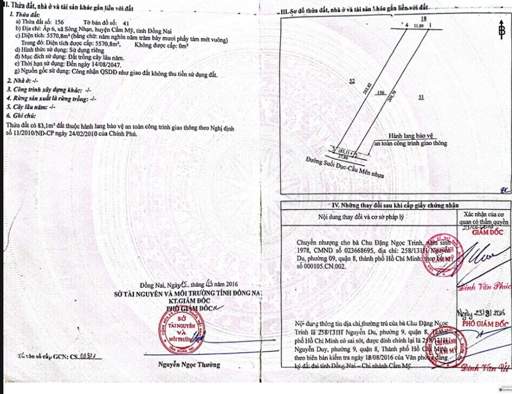 Bán 5571m2 đất đường Cầu Mên Long Thành