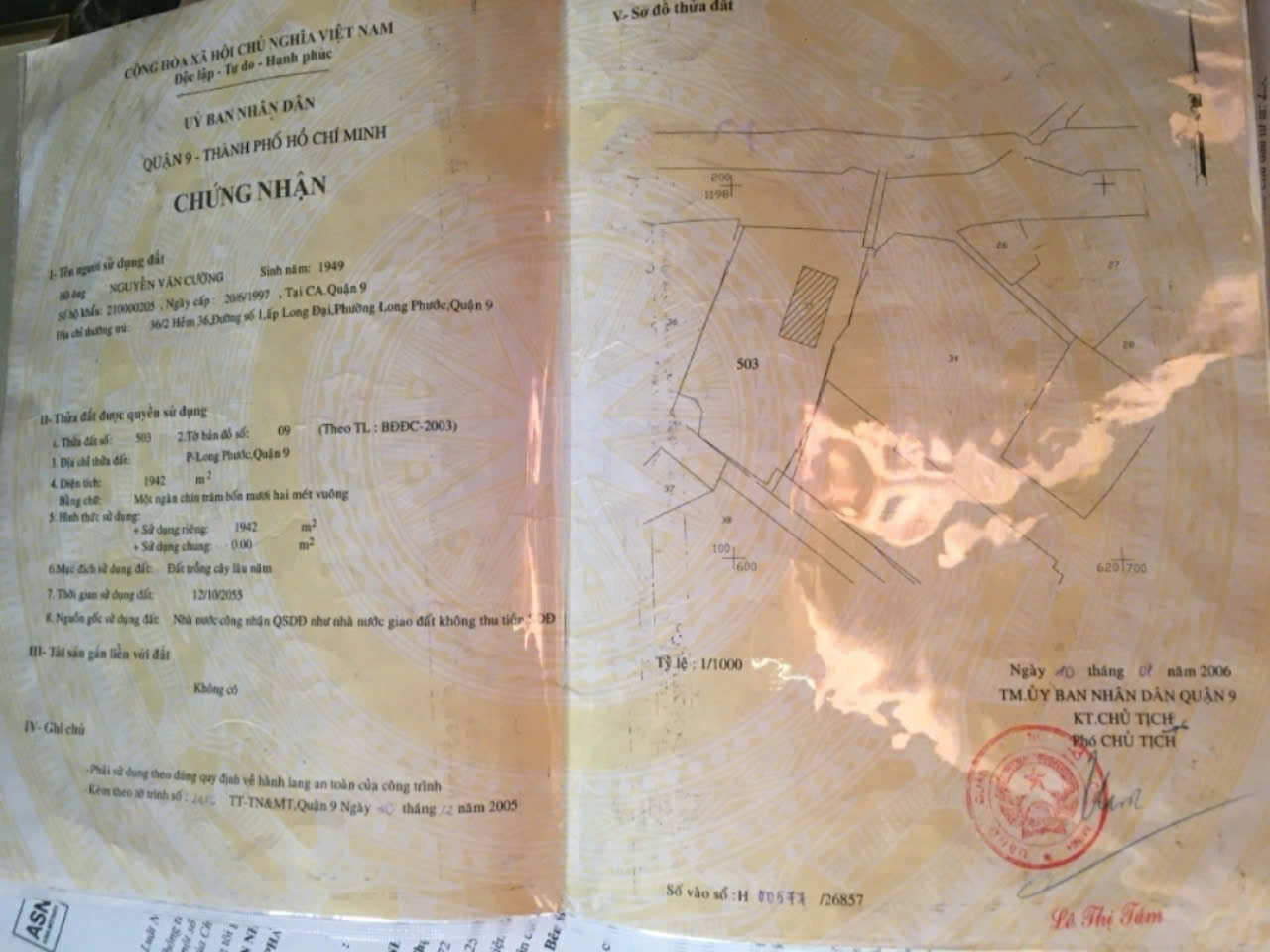 Bán đất mặt đường 1 Long Phước Quận 9 diện tích 2240m có 200m thổ