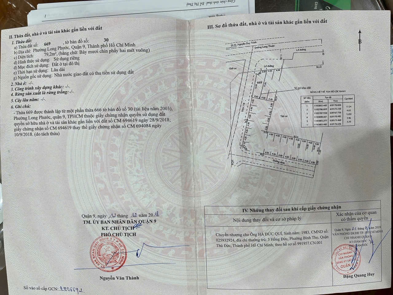 Bán lô góc mặt tiền Long Thuận Long Phước Quận 9